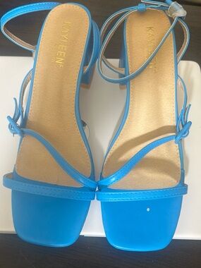 KAYLEEN By Los Angeles Electric Blue Strappy Block Heel Sandals